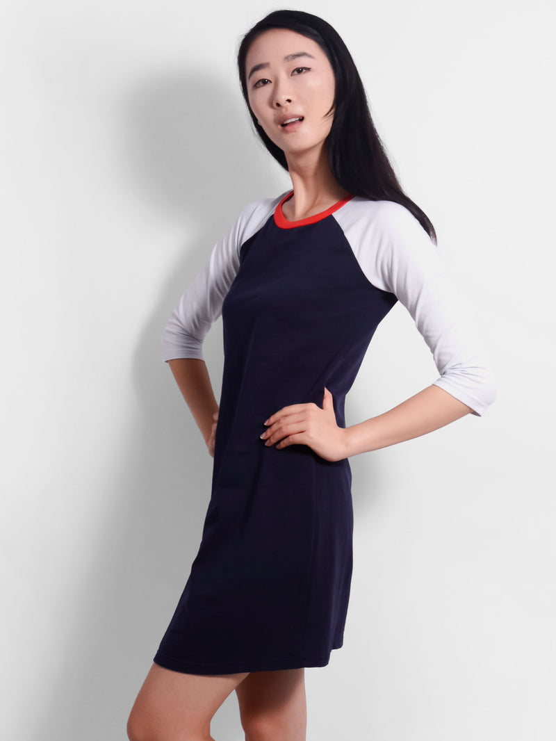 Navy Frolic Raglan Dress