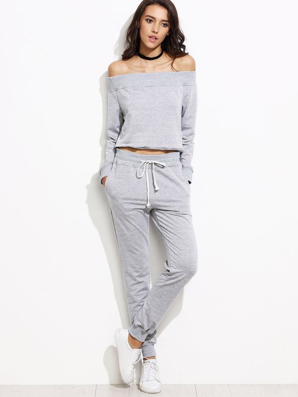 Off the Shoulder Sweat Set