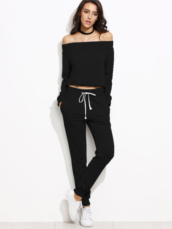 Off the Shoulder Sweat Set
