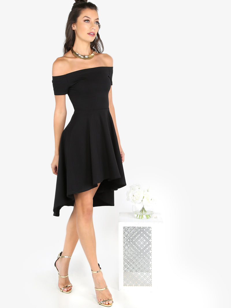 Noir Off Shoulder Skater Dress