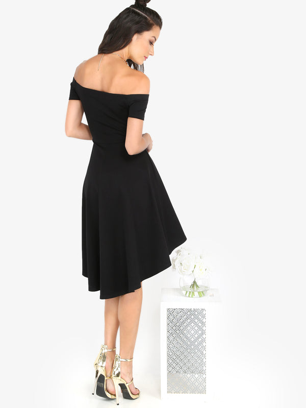 Noir Off Shoulder Skater Dress