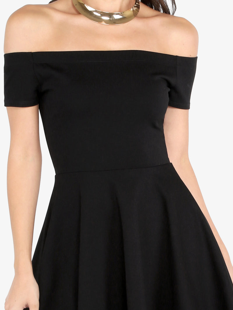 Noir Off Shoulder Skater Dress
