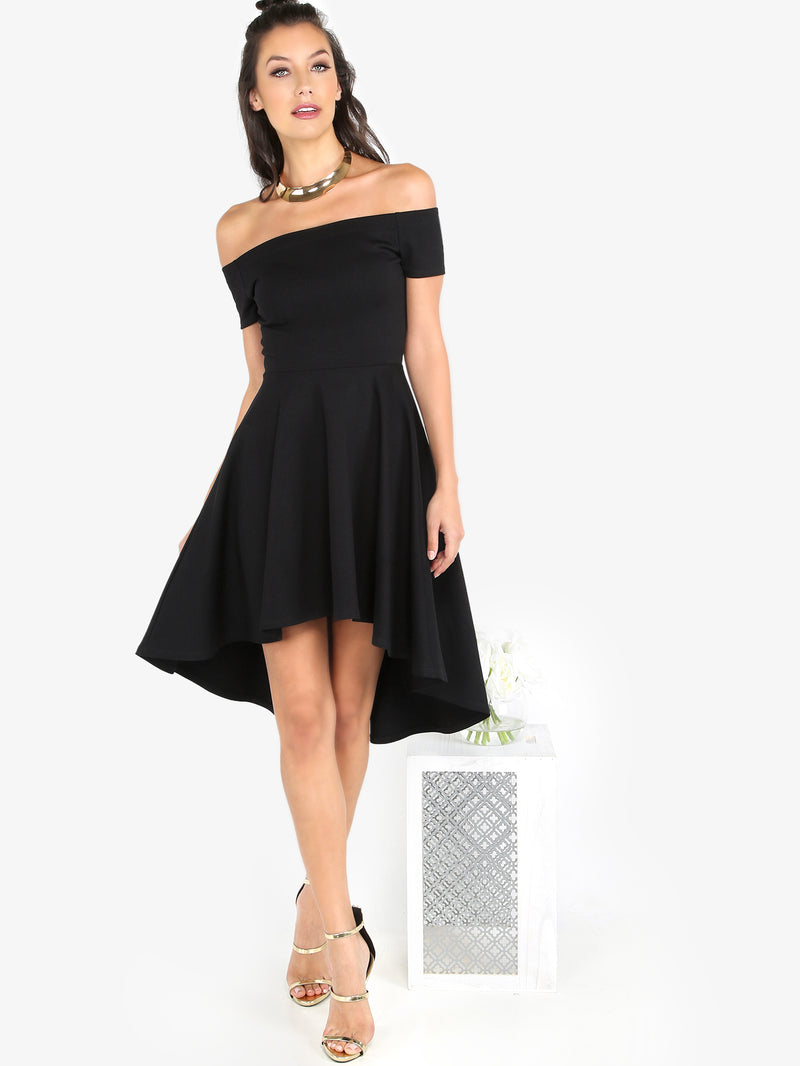Noir Off Shoulder Skater Dress