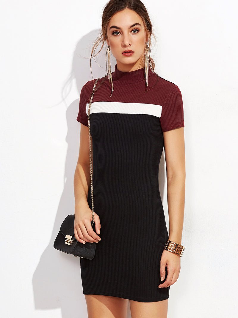 London Ribbed Contrast Dress