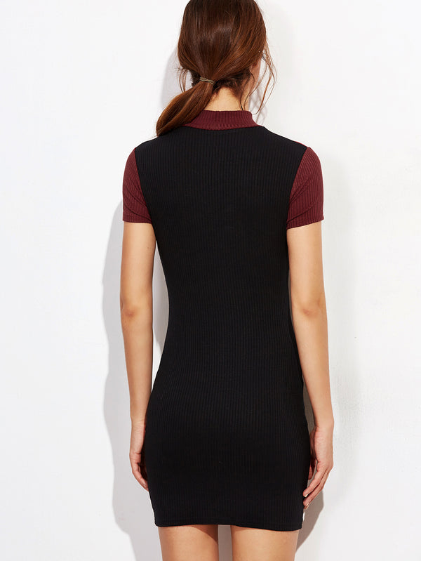 London Ribbed Contrast Dress