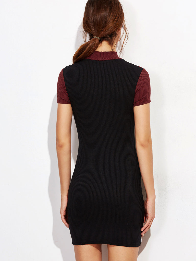 London Ribbed Contrast Dress