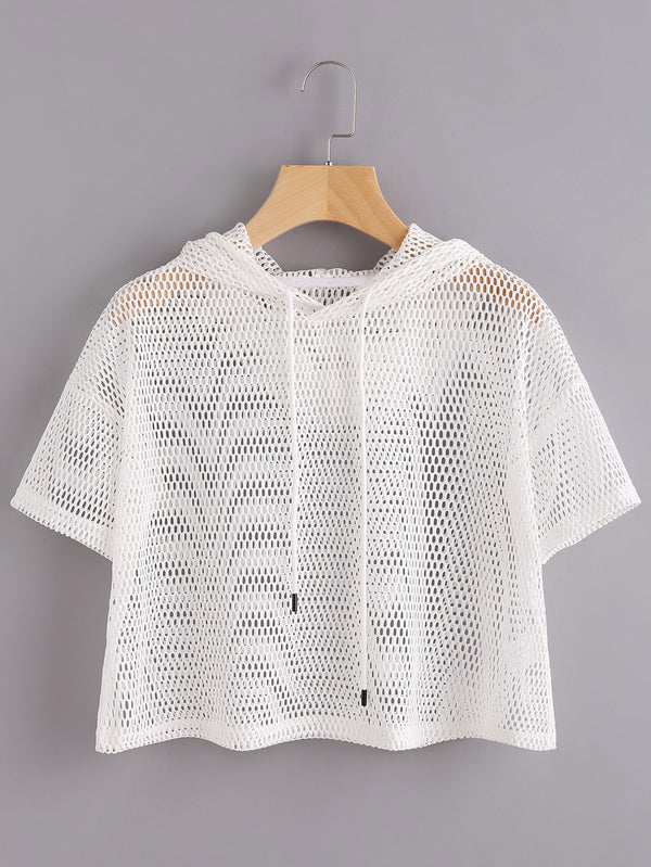 Agile Mesh Sports Hooded Crop