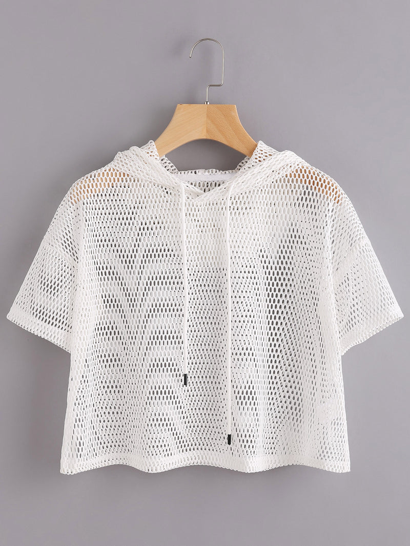 Agile Mesh Sports Hooded Crop