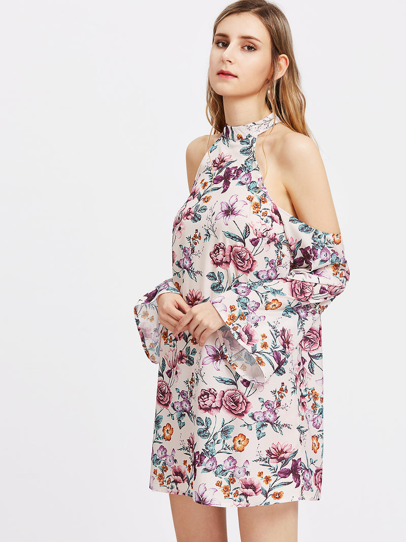 Floral Halter Neck Dress
