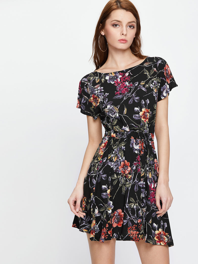 Somber Tropics Tie Back Dress