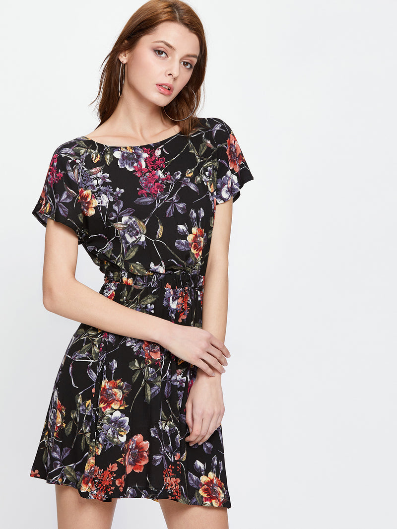 Somber Tropics Tie Back Dress