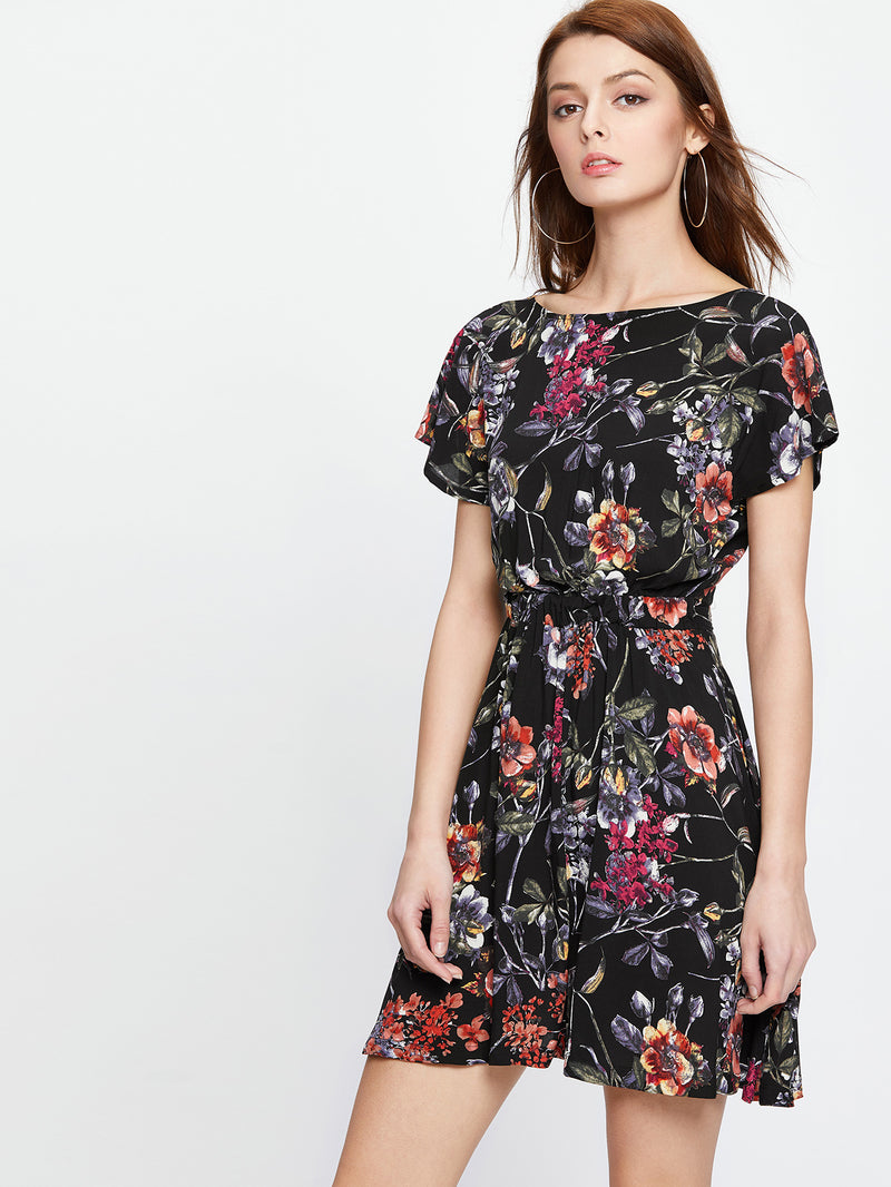 Somber Tropics Tie Back Dress