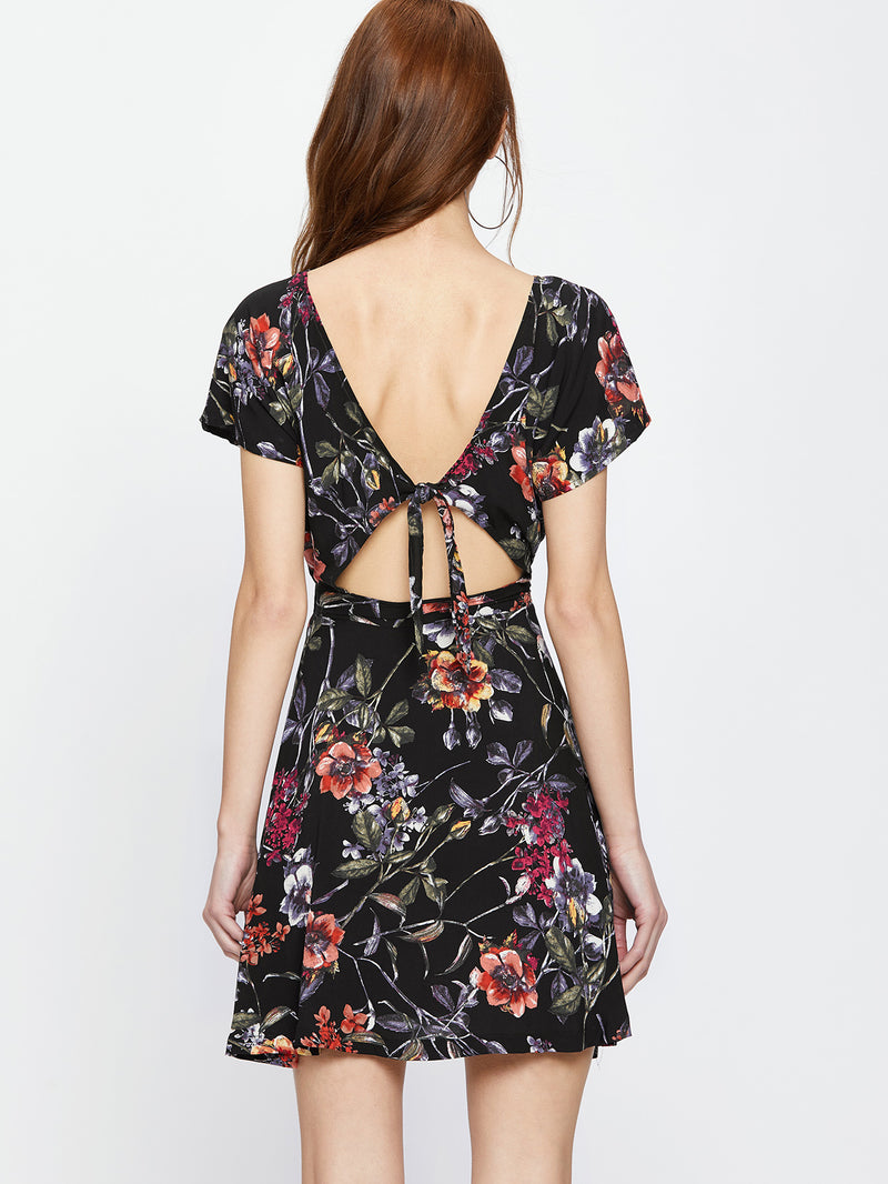 Somber Tropics Tie Back Dress