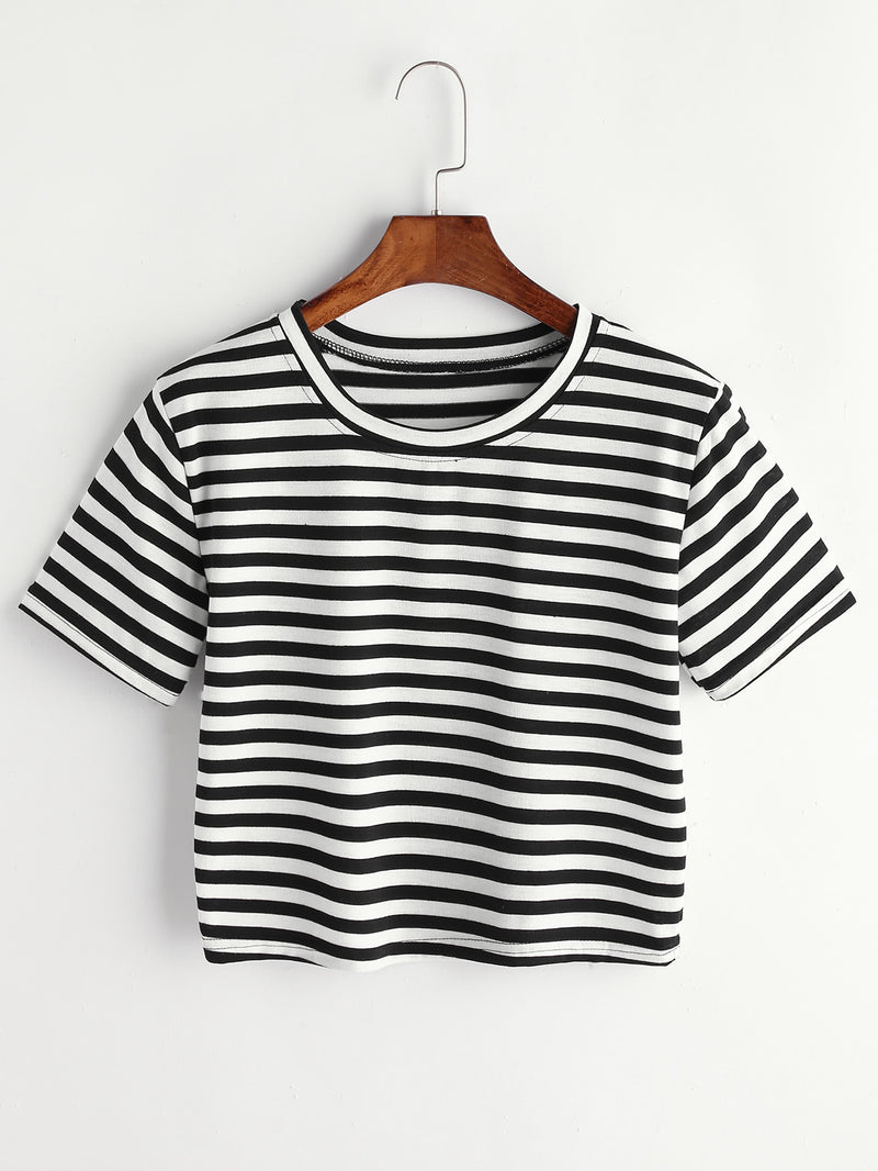 Violá Crop Midi Stripe Tee