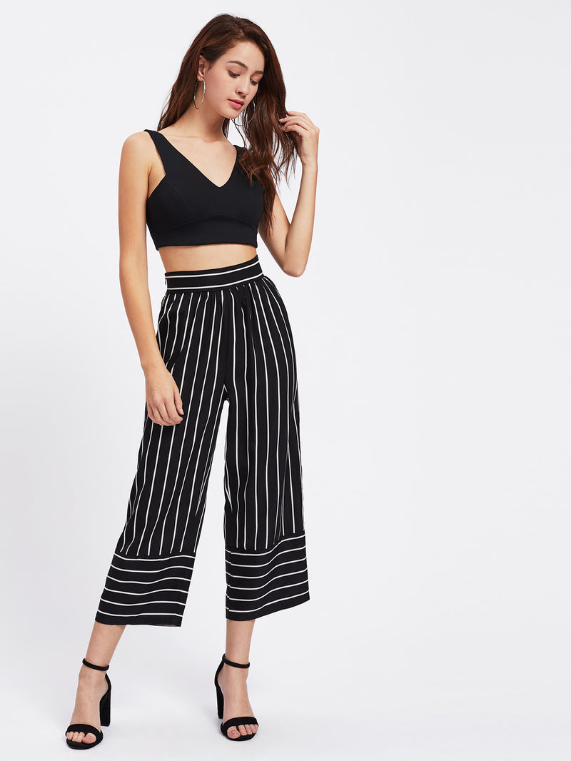 Rhea Stripe Panel Culotte Pant