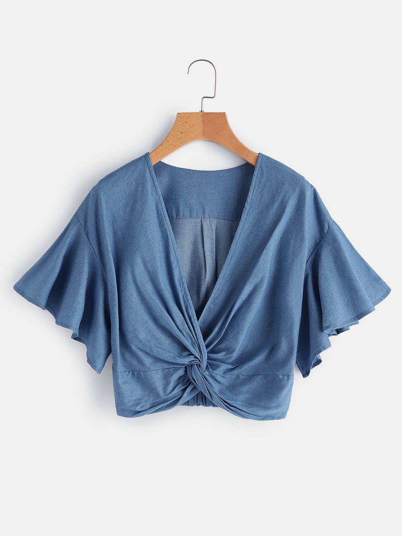 Tabbatha Denim Twist Crop