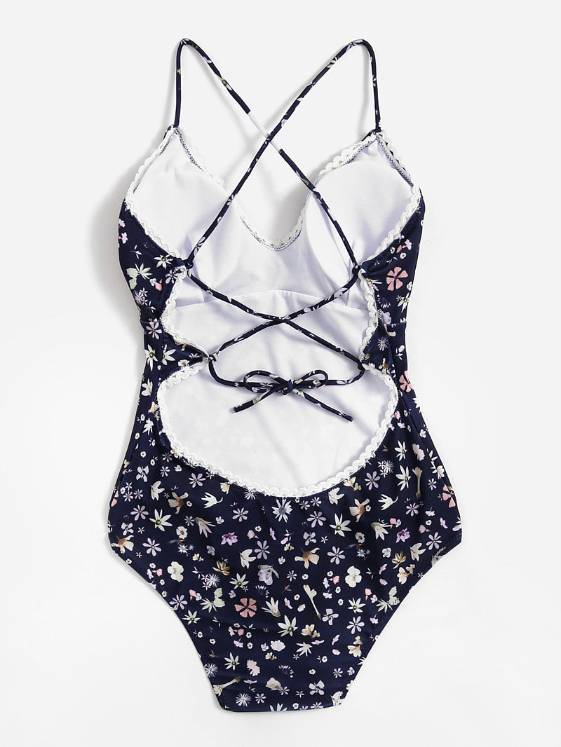 Meadow Floral Cross Back Swimsuit