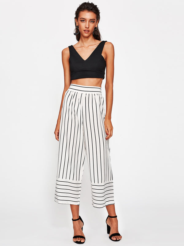 Rhea Stripe Panel Culotte Pant