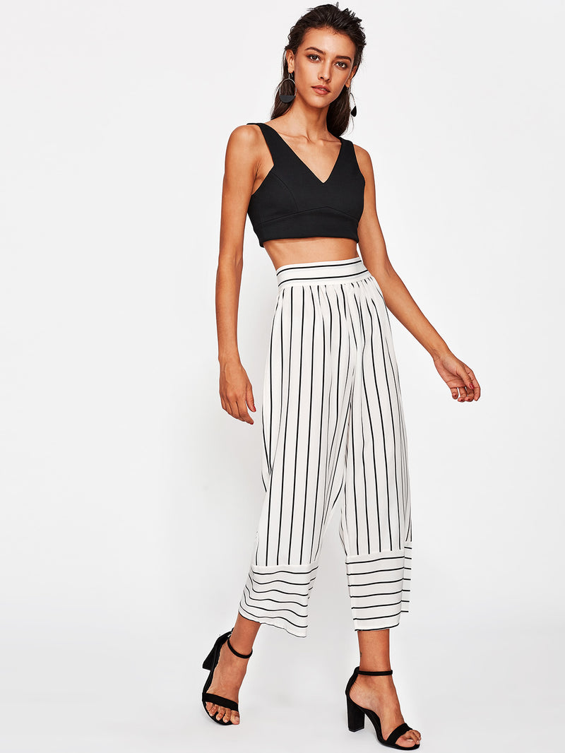 Rhea Stripe Panel Culotte Pant