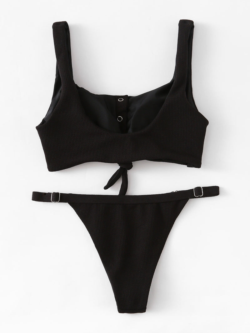 Ribbed Front Knot Bikini Top
