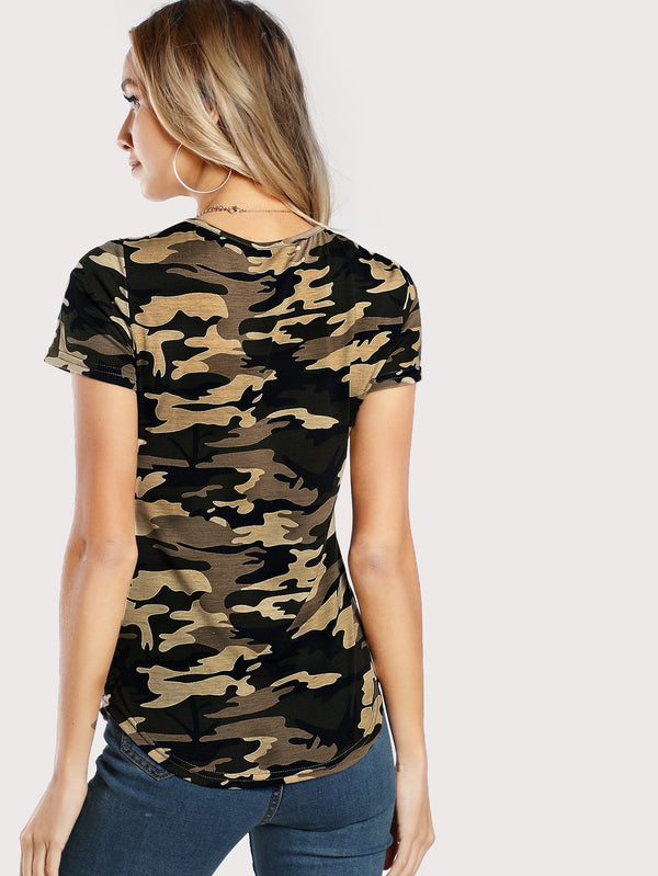 Khaki Camo Pocket Top