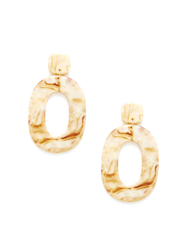 Resin Drop Hoop Swirl Earrings