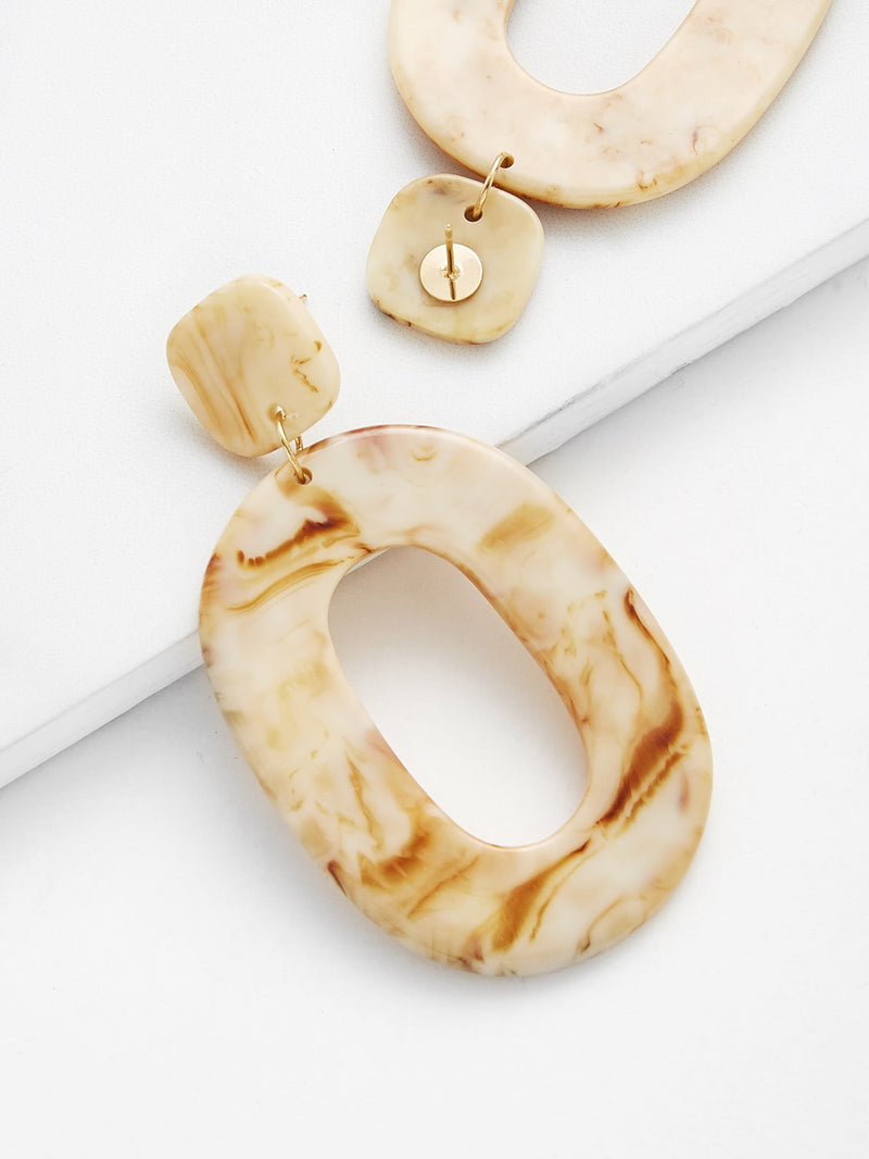Resin Drop Hoop Swirl Earrings