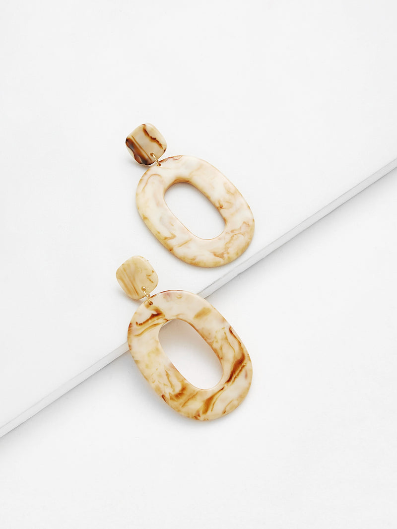 Resin Drop Hoop Swirl Earrings