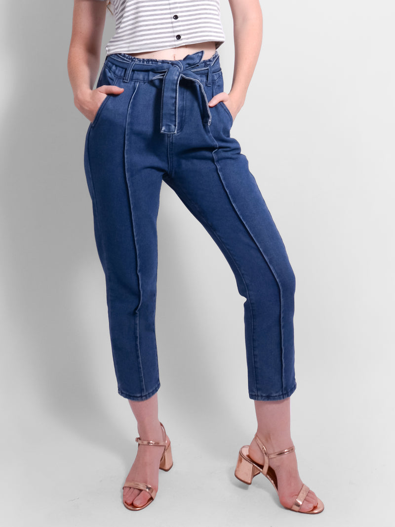 Jean Belted Cropped Denim Pants