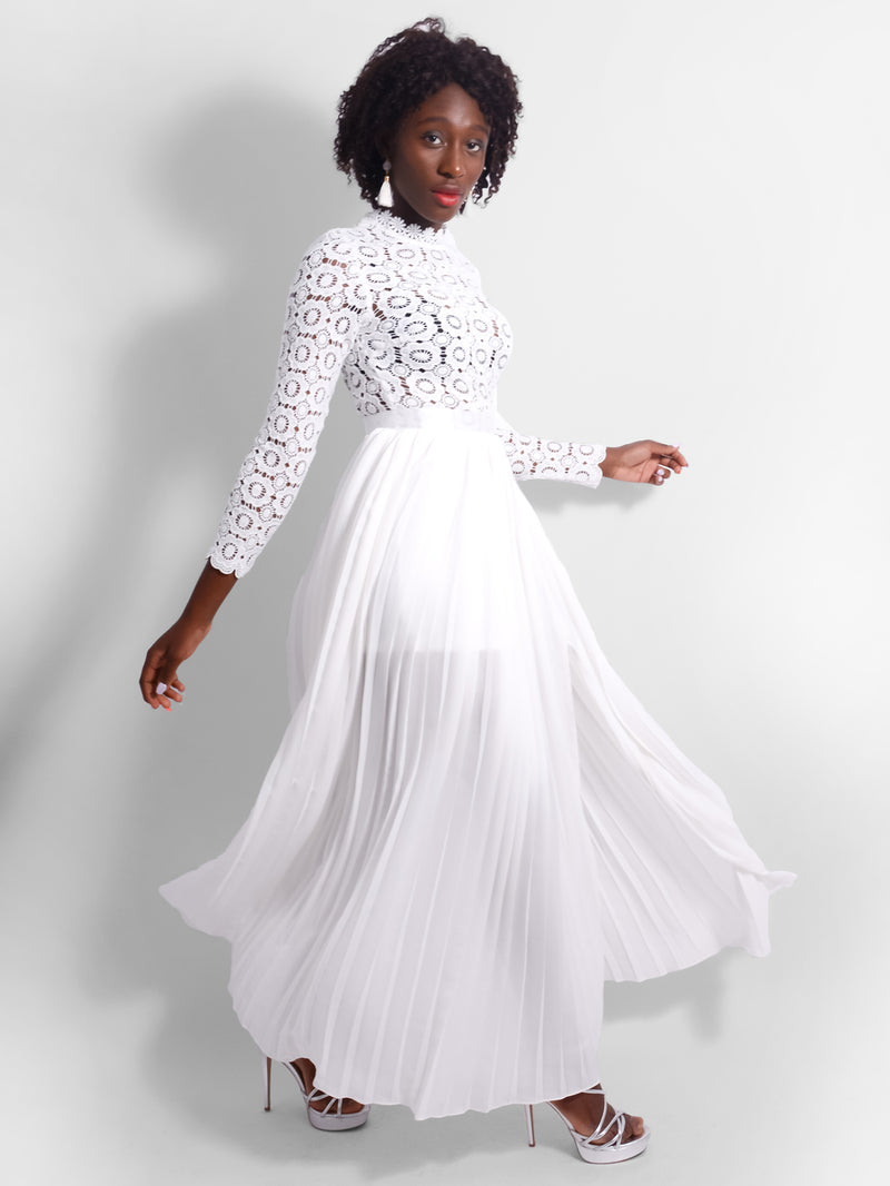 Celestial Lace Long Sleeve Slit Dress