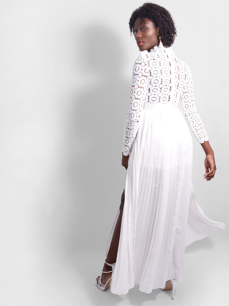 Celestial Lace Long Sleeve Slit Dress