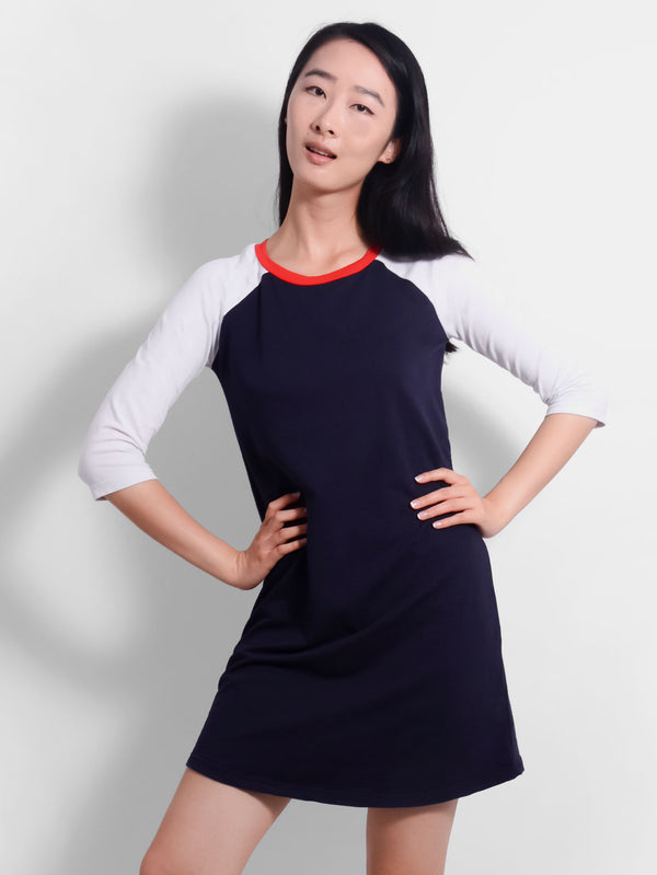 Navy Frolic Raglan Dress