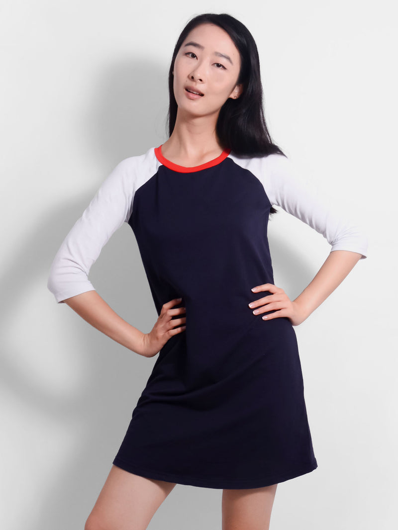 Navy Frolic Raglan Dress